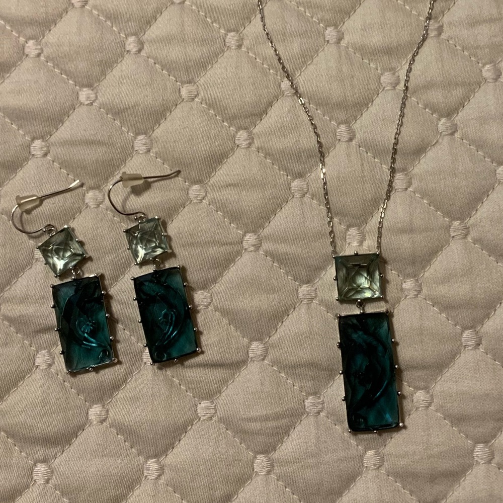TOCARA Piera 925 Sterling Silver Chameleon Necklace and earring set